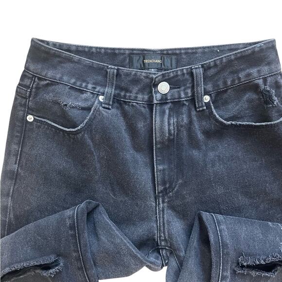 Trendiano Distressed Skinny Black Jeans, Back Leg Zippers, Grunge, Goth, S - Picture 3 of 10